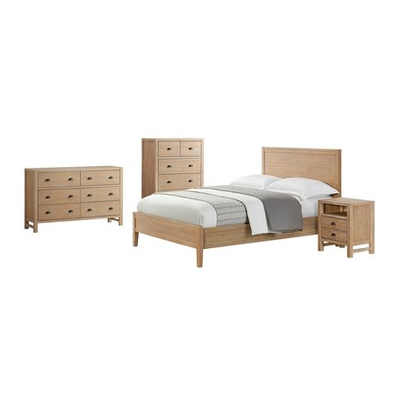 ALATERRE FURNITURE Arden 4-Piece Wood Bedroom Set with Queen Bed, 2-Drawer Nightstand, Chest, Dresser ANAN01343029